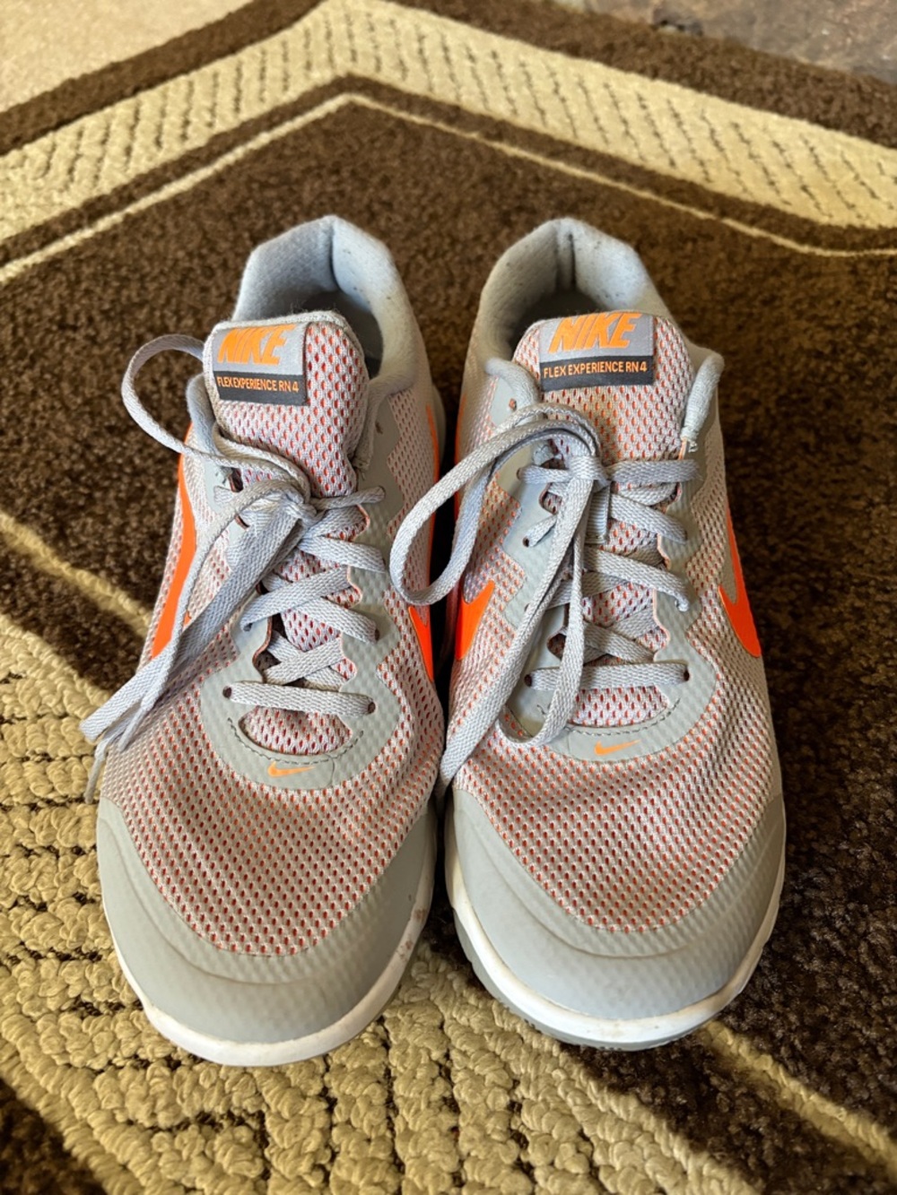 Nike Women's Gray and Orange Mesh Running Sneakers